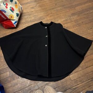 Chic Black Cape with Button Detail